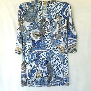 Caribe Women's 3/4-sleeved Paisley Tunic Top